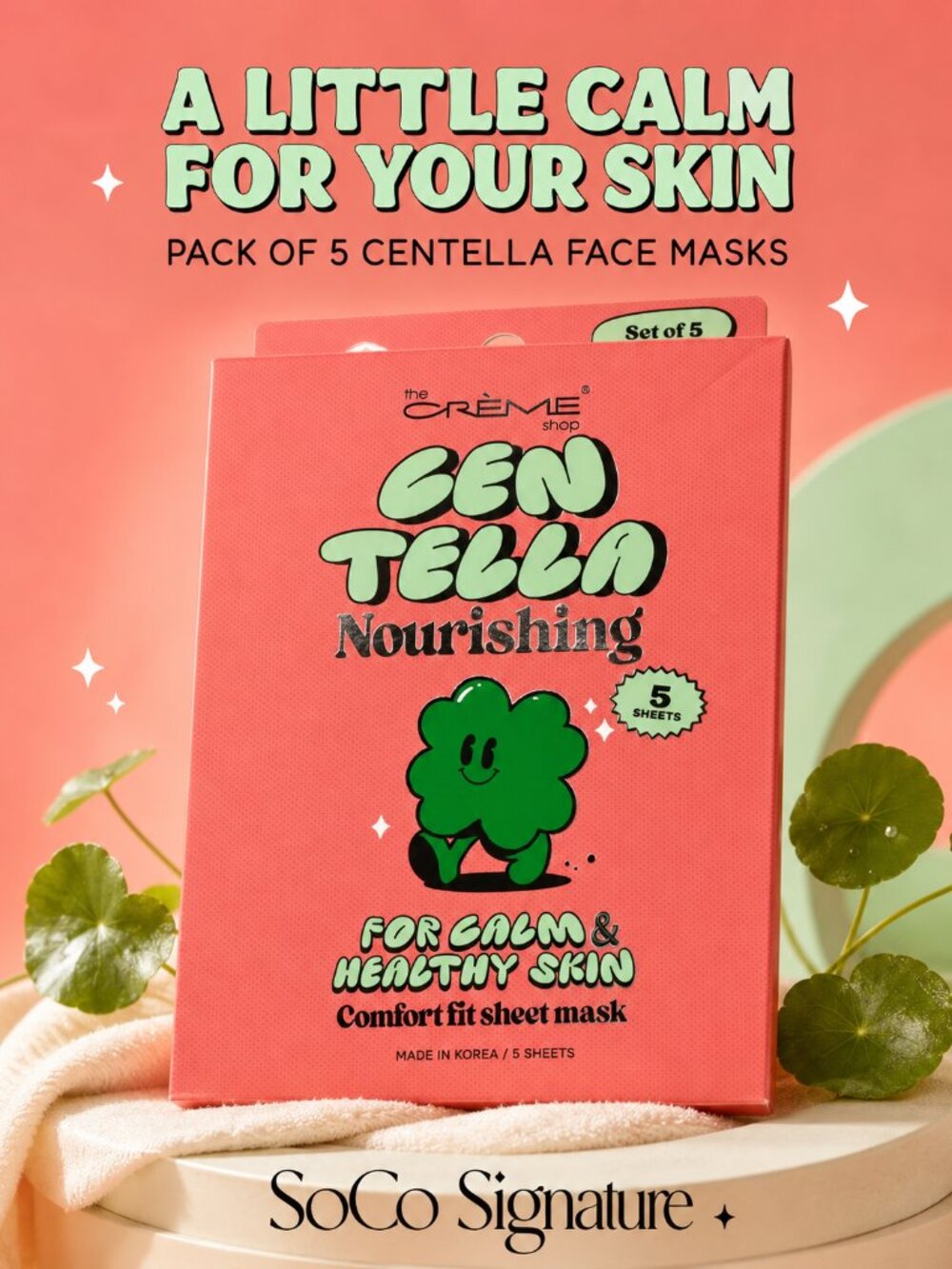 The Crème Shop Gen Teala Green Tea Nourishing Sheet Masks Set of 5 K-Beauty